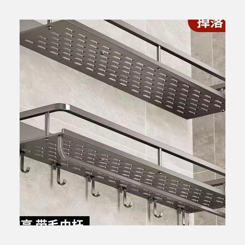 免打孔置物架 单层带毛巾杆 细节图1